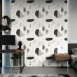 Carta da parati geometrica design astratto minimalista tonalità grigio e nero