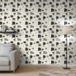 Papier peint géométrique motif moderne minimaliste tons gris et noir