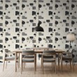 Papier peint géométrique motif moderne minimaliste tons gris et noir
