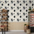 Geometric wallpaper circles modern minimalist design grey and black tones