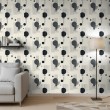 Papel pintado geométrico circulos diseño moderno minimalista tonos gris y negro