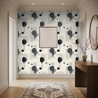 Geometric wallpaper circles modern minimalist design grey and black tones