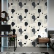 Geometric wallpaper circles modern minimalist design grey and black tones