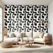 Geometric wallpaper modern industrial design black and beige tones