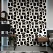 Papier peint géométrique demi-cercles motif moderne minimaliste tons gris et noir