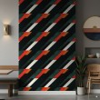 Geometric wallpaper diagonal stripes modern design dark green, red and black tones