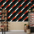 Geometric wallpaper diagonal stripes modern design dark green, red and black tones