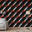 Carta da parati geometrica strisce diagonali design moderno tonalità verde scuro, rosso e nero