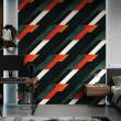 Papel pintado geométrico franjas diagonales diseño moderno tonos verde oscuro, rojo y negro