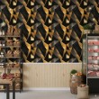Geometrische Tapete Dreiecke modernes Design mit Metallic-Effekt in Gelb, Gold und Schwarz