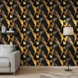 Geometrische Tapete Dreiecke modernes Design mit Metallic-Effekt in Gelb, Gold und Schwarz