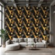 Geometrische Tapete Dreiecke modernes Design mit Metallic-Effekt in Gelb, Gold und Schwarz