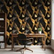 Geometrische Tapete Dreiecke modernes Design mit Metallic-Effekt in Gelb, Gold und Schwarz