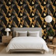 Geometrische Tapete Dreiecke modernes Design mit Metallic-Effekt in Gelb, Gold und Schwarz