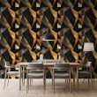 Geometrische Tapete Dreiecke modernes Design mit Metallic-Effekt in Gelb, Gold und Schwarz
