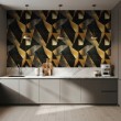 Geometrische Tapete Dreiecke modernes Design mit Metallic-Effekt in Gelb, Gold und Schwarz