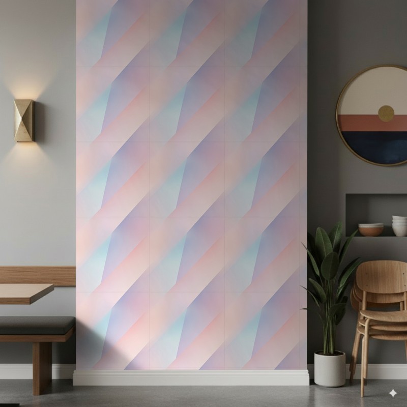 Carta da parati geometrica design di linee tridimensionali tonalità azzurro pastello