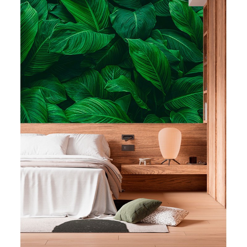 Fotomurale Foglie Rigogliose in Verde Vivo