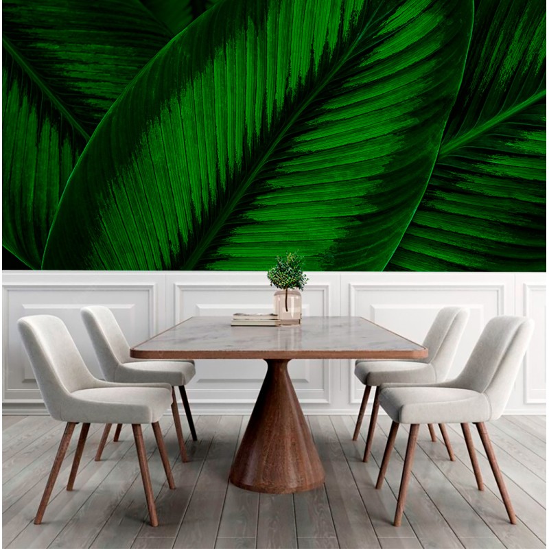 Fotomurale Foglie di Fantasia Botanica in Verde Vivo