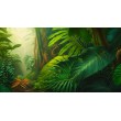 Fotomural Hojas De Jungla Mística con Vegetación Envolvente