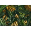 Fresque Murale Feuilles Glam en Vert Intense et Or
