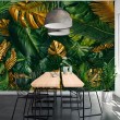 Fresque Murale Feuilles Glam en Vert Intense et Or