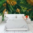 Fresque Murale Feuilles Glam en Vert Intense et Or