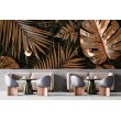 Fotomurale Foglie Tropicali in Bronzo Elegante