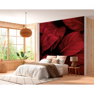 Fotomurale Foglie Rosse in...