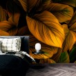 Fotomurale Foglie Tropicali in Giallo Intenso