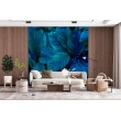 Fresque Murale Feuilles Exotiques en Bleu Profond