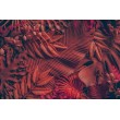 Fresque Murale Feuilles Tropicales en Rouge Enchanté