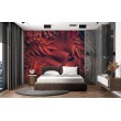 Fresque Murale Feuilles Tropicales en Rouge Enchanté