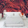Fotomurale Foglie Tropicali in Rosso Incantato