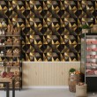 Geometric wallpaper triangles modern design metallic effect yellow and black tones