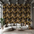 Geometric wallpaper triangles modern design metallic effect yellow and black tones