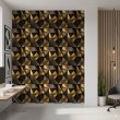 Geometric wallpaper triangles modern design metallic effect yellow and black tones
