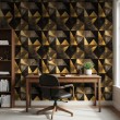 Geometric wallpaper triangles modern design metallic effect yellow and black tones