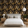 Geometric wallpaper triangles modern design metallic effect yellow and black tones