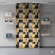Papel pintado geométrico círculos y cuadrados diseño moderno efecto metalizado tonos oro, gris y negro