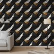 Geometric wallpaper triangles modern design metallic effect gold, gray and black tones