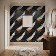 Geometric wallpaper triangles modern design metallic effect gold, gray and black tones