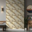 Geometric wallpaper diagonal lines modern design metallic effect gold and beige tones