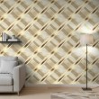 Geometric wallpaper diagonal lines modern design metallic effect gold and beige tones