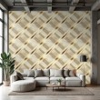 Geometrische Tapete diagonale Linien modernes Design mit Metallic-Effekt in Gold und Beige