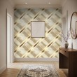 Geometrische Tapete diagonale Linien modernes Design mit Metallic-Effekt in Gold und Beige