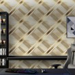Geometrische Tapete diagonale Linien modernes Design mit Metallic-Effekt in Gold und Beige