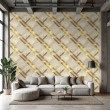 Geometrische Tapete überkreuzte Linien modernes Design mit Metallic-Effekt in Gold und Beige