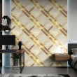 Geometrische Tapete überkreuzte Linien modernes Design mit Metallic-Effekt in Gold und Beige