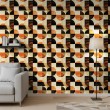 Papel pintado geométrico círculos diseño moderno tonos marrón y naranja